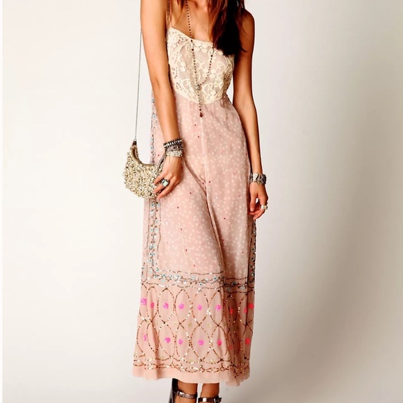 Free People Pants - Free People FP New Romantics Embellished Sheer Lace Romper